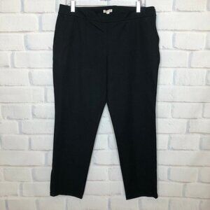 Eileen Fisher Black Cotton Sateen Pants Size M Ankle Zip